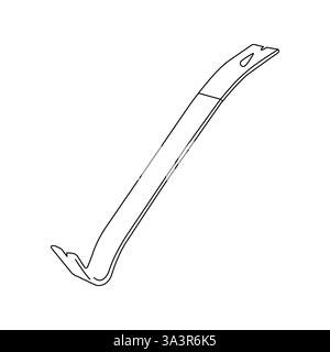 Crowbar tool outline style isolate on white background. vector illustration Stock Vector