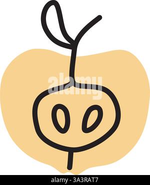 Apple half doodle icon hand drawn in a modern minimalistic style Stock Vector