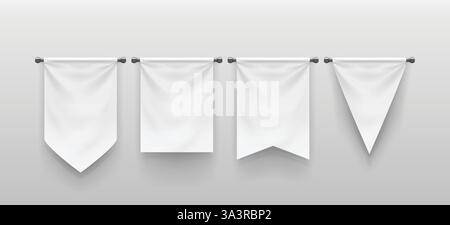 white color realistic hanging banners in set Stock Vector