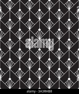 Pattern Black and White Colors Art Deco Style Network Decorative Ornament on White Background Stock Vector