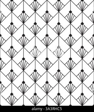 Pattern Black and White Colors Art Deco Style Network Decorative Ornament on White Background Stock Vector