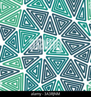 Minimalistic triangles background. Big shape size. Multiple repeated inner triangles. Multiple colors style. Repeatable pattern. Modern vector tiles. Stock Vector