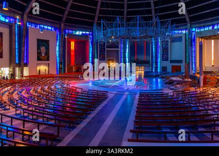 Modern interior of Roman Catholic cathedral church, Metropolitan Cathedral of Christ the King, city of Liverpool, England, UK Stock Photo