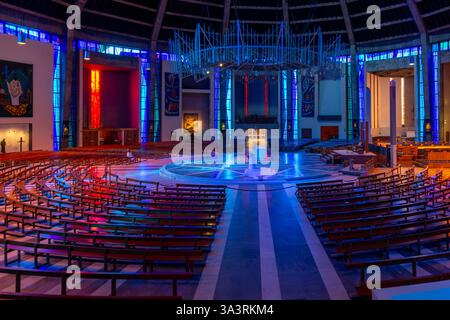 Modern interior of Roman Catholic cathedral church, Metropolitan Cathedral of Christ the King, city of Liverpool, England, UK Stock Photo