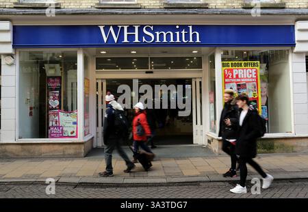 File photo dated 20/1/2015 of a WH Smith shop in Cambridge. Retailer WH Smith has notched up a 16% rise in annual profits as its travel arm continued to drive sales higher. The group reported underlying pre-tax profits of £166 million for the year to August 31, up from £143 million the previous year. Issue date: Thursday November 14, 2024. Stock Photo