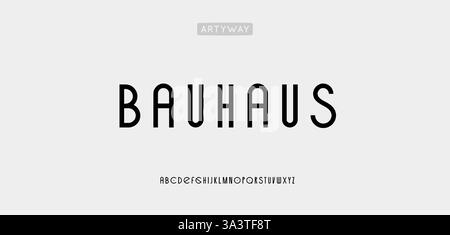 Minimalist Bauhaus style geometric typeface with clean elegant lines for branding, architecture, contemporary graphic design projects. Elegant and Stock Vector