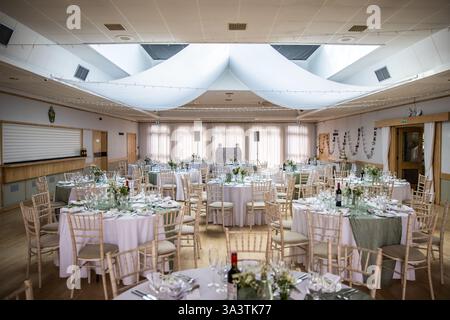 Room set up for a wedding. Stock Photo