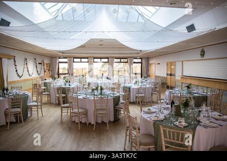 Room set up for a wedding. Stock Photo