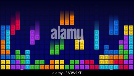 Brick blocks puzzle videogame theme vector background Stock Vector