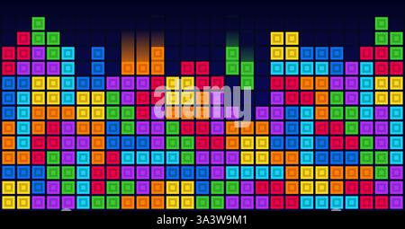 Brick blocks puzzle videogame theme vector background Stock Vector
