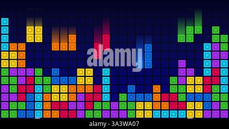 Brick blocks puzzle videogame theme vector background Stock Vector