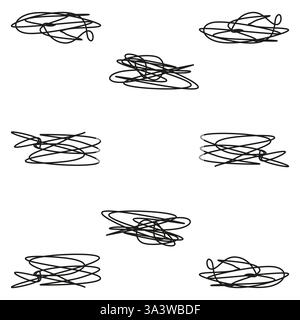 Scribble sketch set. Abstract chaotic lines. Hand drawn doodles. Black vector scribbles. Stock Vector