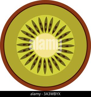 Kiwi slice botanical vector illustration in flat technique Stock Vector