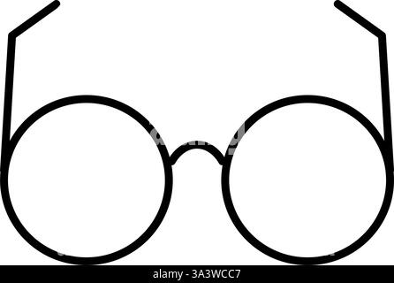 Round glasses, Simple black and white line drawing icon of clothing, Vector Illustration Stock Vector