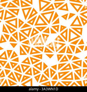 Triangles pattern geometric design. Compact triangles size. Solid Color style. Geometric shapes outlined. Repeatable pattern. Amber Glow. Stock Vector