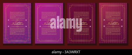 Luxury wedding invitation card template elegant background vintage design with simple border frame, vector art illustration Stock Vector