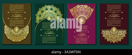 Luxury ornamental mandala background with golden arabesque patterns, element for invitation, meditation poster, yoga, wedding, book cover, cover page, Stock Vector