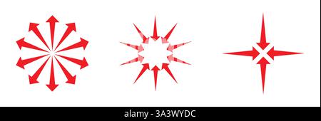 Arrow pointing center, inward arrow icon. Stock Vector