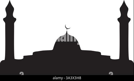 Mosque with black color isolated on white transparent background Stock Vector