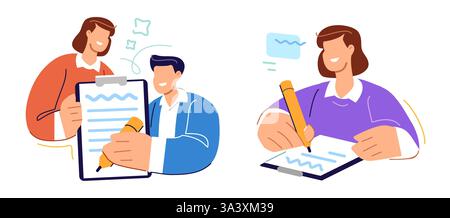 Partnership agreement, signing contract. Businessman makes successful deal. Business concept Stock Vector