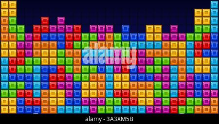 Brick blocks puzzle videogame theme vector background Stock Vector