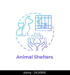Animal shelters blue gradient concept icon Stock Vector