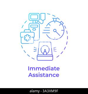Immediate assistance blue gradient concept icon Stock Vector