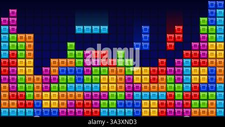 Brick blocks puzzle videogame theme vector background Stock Vector