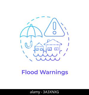 Flood warning blue gradient concept icon Stock Vector