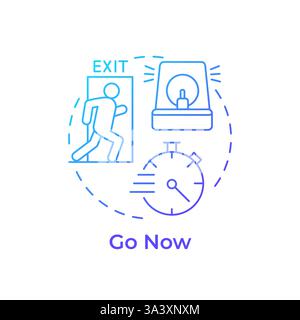 Go now blue gradient concept icon Stock Vector