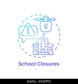 School closures blue gradient concept icon Stock Vector