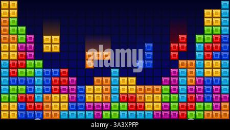 Brick blocks puzzle videogame theme vector background Stock Vector
