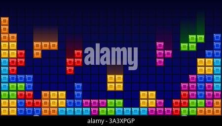 Brick blocks puzzle videogame theme vector background Stock Vector