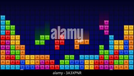 Brick blocks puzzle videogame theme vector background Stock Vector