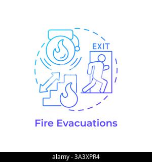 Fire evacuations blue gradient concept icon Stock Vector