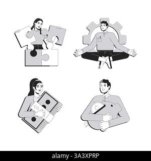 Financial management line conceptual illustration set Stock Vector