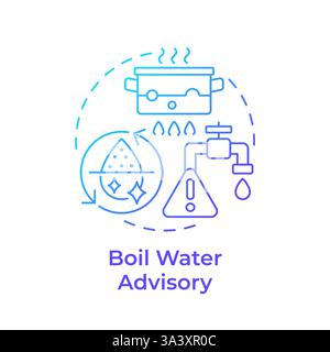 Boil water advisory blue gradient concept icon Stock Vector