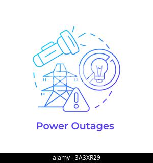 Power outages blue gradient concept icon Stock Vector