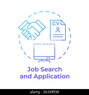 Job search and application blue gradient concept icon Stock Vector