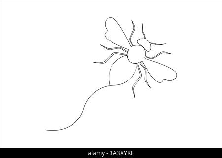 Honey bee continuous one line art drawing of vector Stock Vector