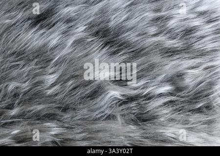 Close up of fluffy gray and white synthetic fake fur Stock Photo