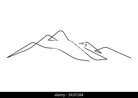 Continuous one line art drawing of mount vector illustration design Stock Vector