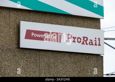 ProRail sign logo at the traffic control station Utrecht Pro Rail Stock ...