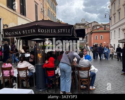Rome, Italty - March 2025 -  Jewish ghetto, district, restaurant Stock Photo