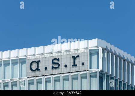 a.s.r. logo sign at the office. ASR Nederland is a listed Dutch ...