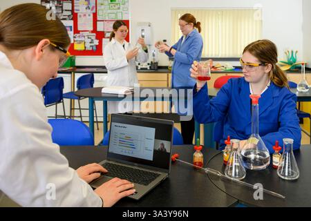 school students in a lab Stock Photo