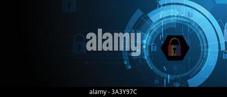 Cyber security protection devices from hacker attack Stock Vector