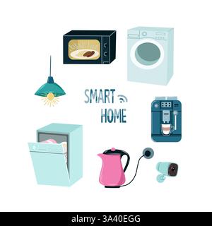 Smart home, a set of appliances . Vector illustration Stock Vector