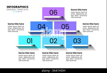 Infographic template with 6 options or steps. Pyramid. Can be used for workflow layout, diagram, banner, webdesign. Vector illustration Stock Vector