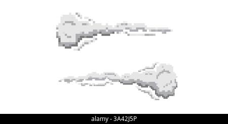 Two distinctive pixelated clouds with unique shapes and defined outlines in digital style Stock Vector